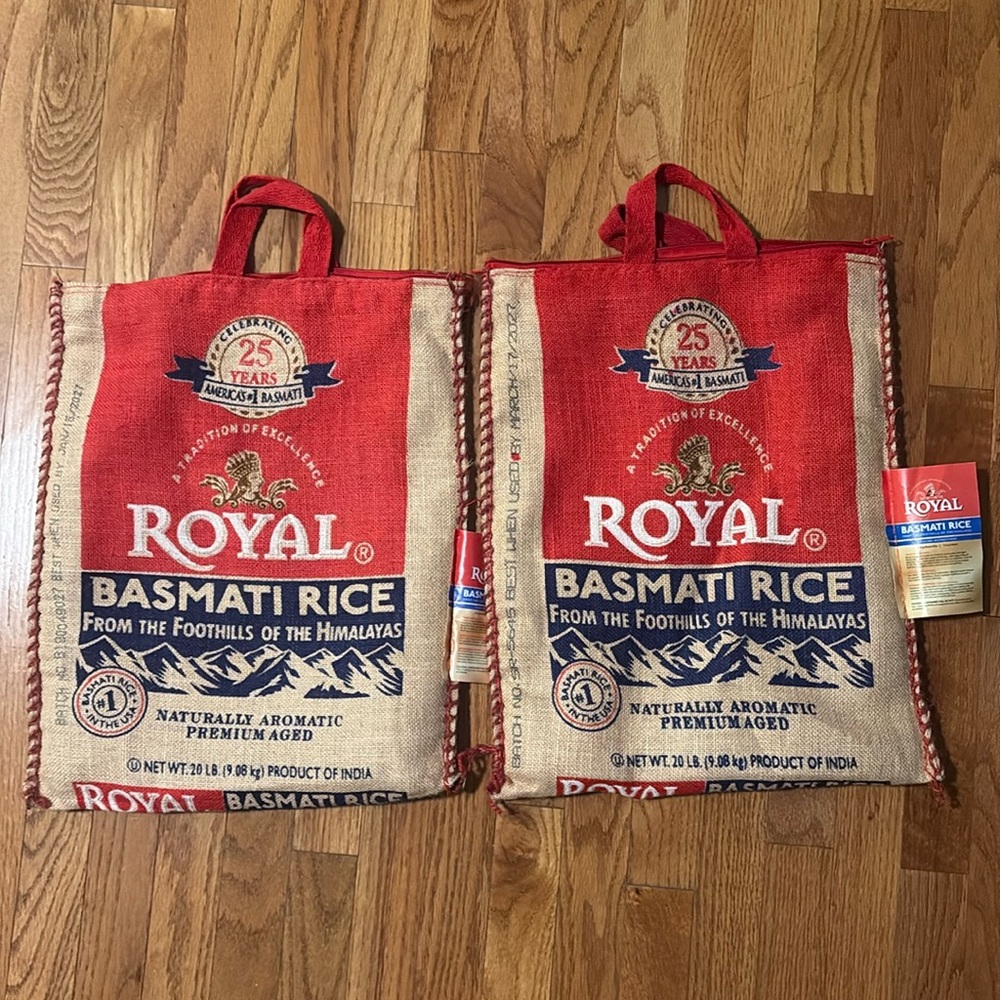 Burlap Sack Royal Rice Tote - Two